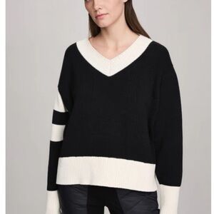 NEW Alp N Rock V-Neck Sweater in Black and Cream w tags $278